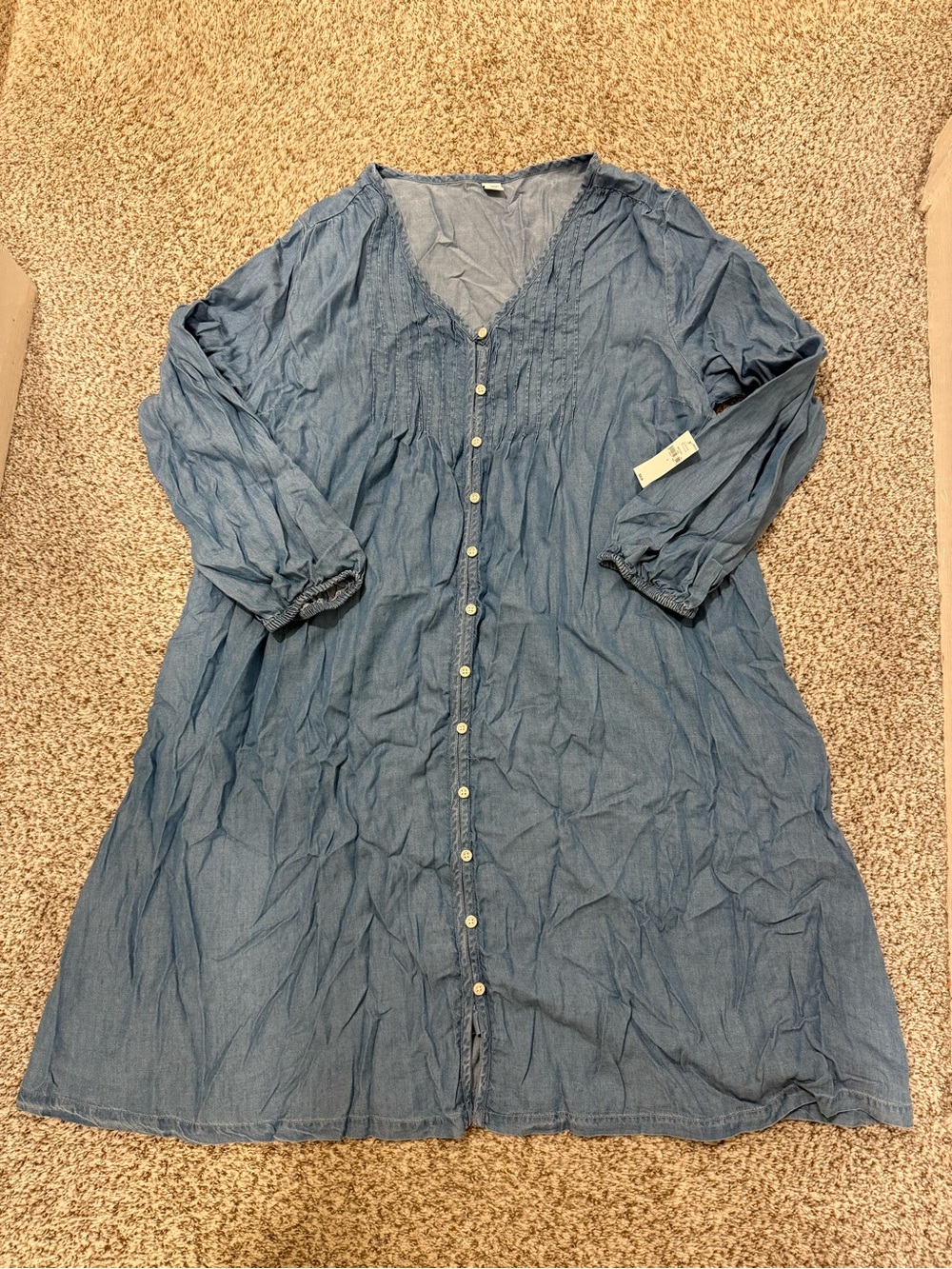 NWT old navy chambray denim button front dress sz L large